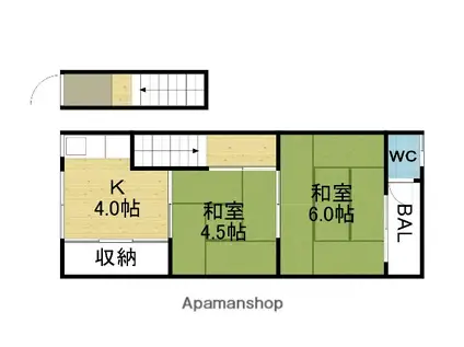 浅田文化(2K/2階)の間取り写真