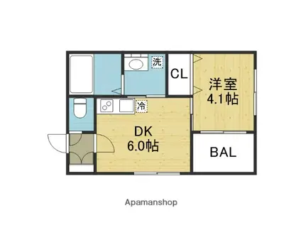 ハーモニーテラス巽南(1DK/1階)の間取り写真