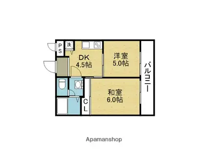 新栄建設第二ビル(2DK/5階)の間取り写真