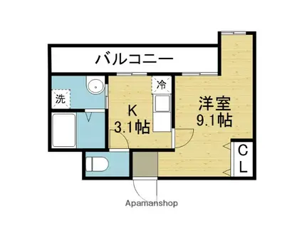 GROOVE平野(1K/2階)の間取り写真