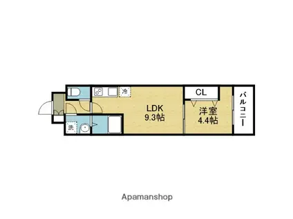 グランパシフィック北巽(1LDK/3階)の間取り写真