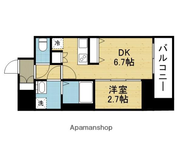 ワールドアイ大阪城イーストアドバンス(1DK/4階)の間取り写真
