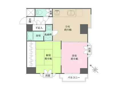 メロディハイム東帝塚山(2DK/7階)の間取り写真
