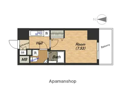大阪プレステージアコモデーション(1K/2階)の間取り写真