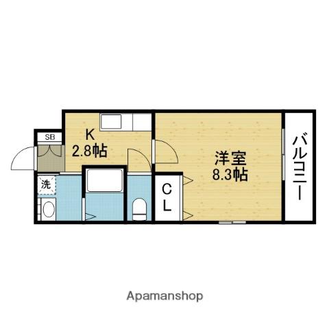 グローフラール(1K/3階)の間取り写真