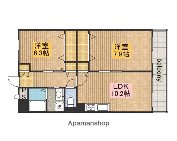 ハイツ天王寺1号館(2LDK/4階)の間取り写真