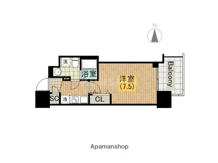 セレニテ谷九プリエ(1K/12階)の間取り写真