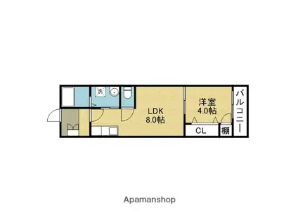 シーカルアアリモト(1LDK/2階)の間取り写真