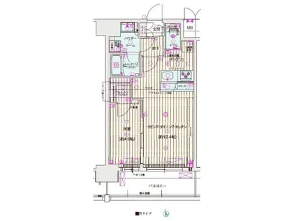 ソルテラス OSAKA イースト GATE(1LDK/13階)の間取り写真