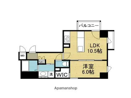 LA CASA 石ケ辻(1LDK/2階)の間取り写真