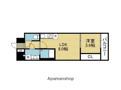ALIVIS緑橋(1LDK/4階)の間取り写真