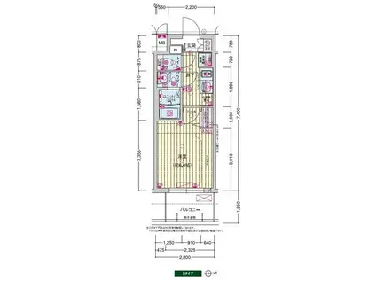 プレサンス深江橋ラヴィゲート(1K/11階)の間取り写真