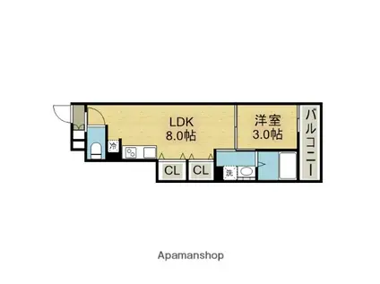 S-MOVE緑橋Ⅱ(1LDK/4階)の間取り写真