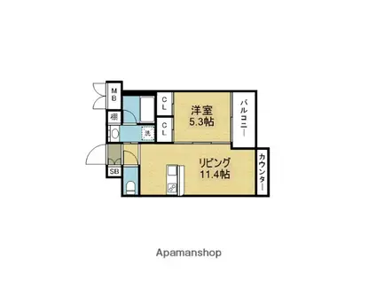 プレジオ長田(1LDK/6階)の間取り写真