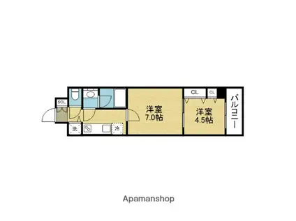 スプランディッド上本町ウエストⅡ(2K/14階)の間取り写真