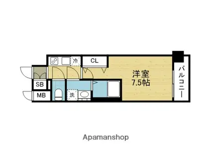 ファーストフィオーレ長田グランディール(1K/7階)の間取り写真