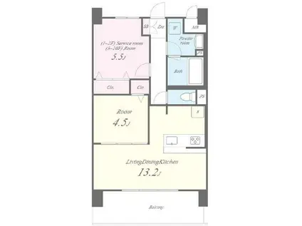 ディエスベアティ久宝寺口(1SLDK/2階)の間取り写真