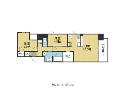 スプランディッド本町東DUE(2LDK/9階)の間取り写真