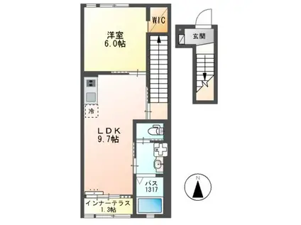 アイリス(1LDK/2階)の間取り写真