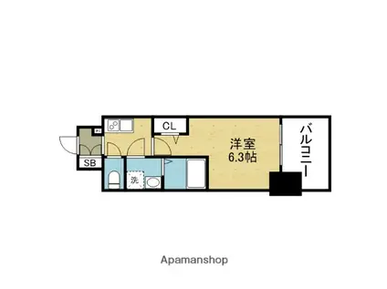 フォーリアライズ大阪ミッテ(1K/15階)の間取り写真