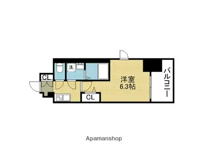 フォーリアライズ大阪ミッテ(1K/11階)の間取り写真