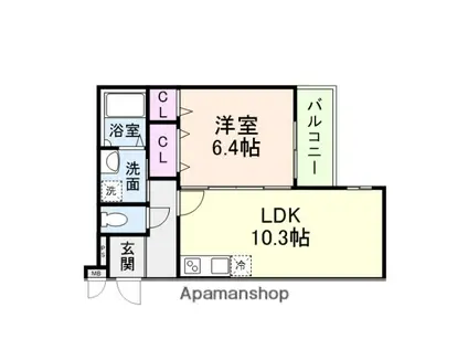 フェリシアーク加美(1LDK/1階)の間取り写真