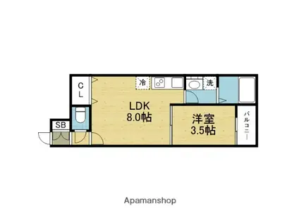 D PORTA HORTENSIA(1LDK/1階)の間取り写真
