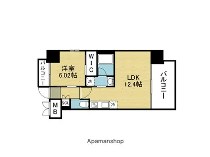 プレジオ森河内ASIAN(1LDK/13階)の間取り写真