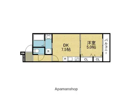 フジパレス弥刀駅北Ⅱ番館(1DK/3階)の間取り写真