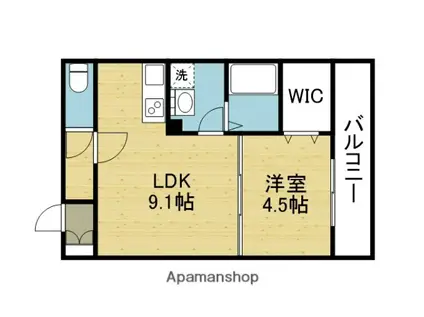 アルカンシェルコート緑橋(1LDK/2階)の間取り写真