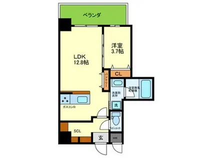 ブループラス針中野(1LDK/8階)の間取り写真
