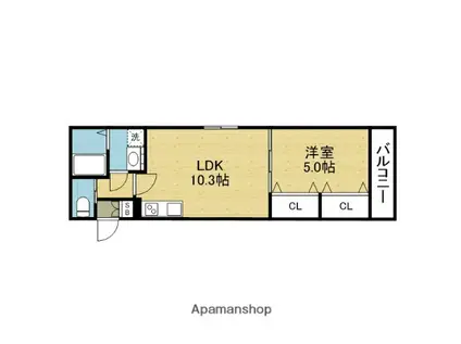 セレニティ衣摺(1LDK/2階)の間取り写真