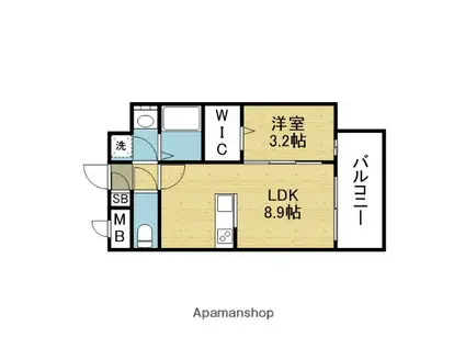 ALIVIS都島通(1LDK/3階)の間取り写真