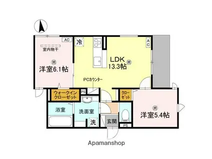 D-ROOM瓜破サウス(2LDK/3階)の間取り写真