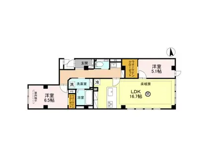 ソレイユ上汐(2LDK/1階)の間取り写真