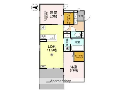 ナティサウス(2LDK/1階)の間取り写真