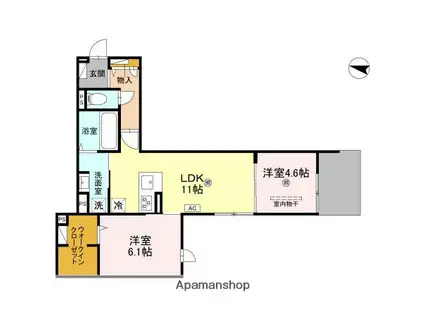 ナティサウス(2LDK/1階)の間取り写真