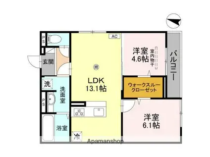 ナティサウス(2LDK/1階)の間取り写真