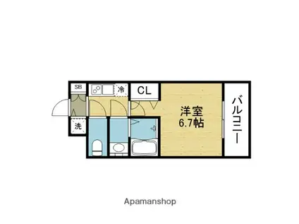 ワールドアイ大阪イースト CITY(1K/3階)の間取り写真