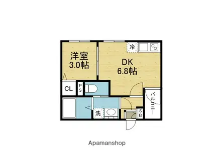 ハーモニーテラス平野西2(1DK/1階)の間取り写真