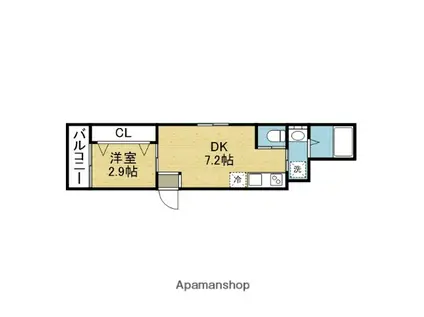 D-005(1DK/1階)の間取り写真