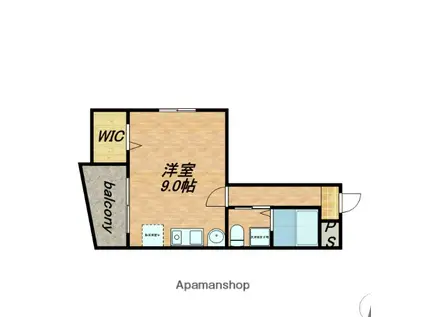 ブルービー玉造(ワンルーム/3階)の間取り写真