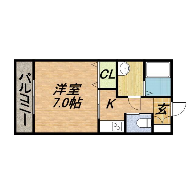 パレスハナテンⅠ(1K/1階)の間取り写真