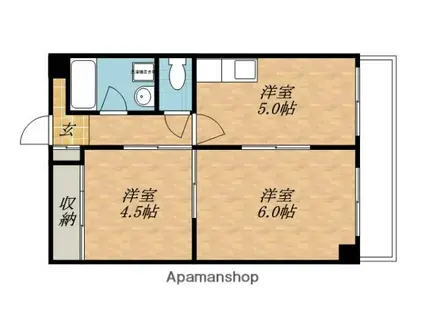 ラパンジール京橋(2DK/2階)の間取り写真