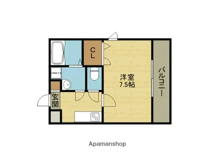 ブリッジコートG(1K/1階)の間取り写真