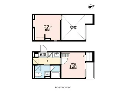 エクル巽北(1K/1階)の間取り写真