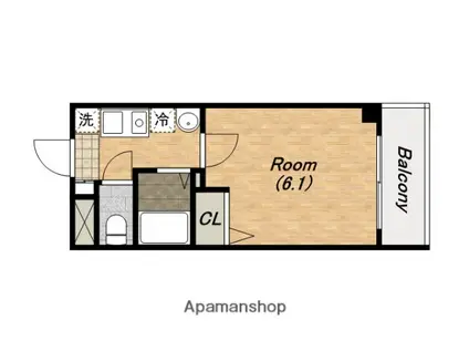 ブリストル神崎(1K/6階)の間取り写真