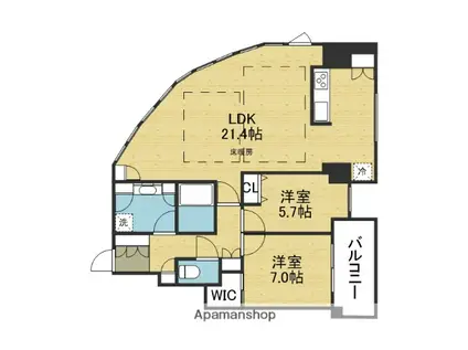 シティタワー大阪(2LDK/6階)の間取り写真
