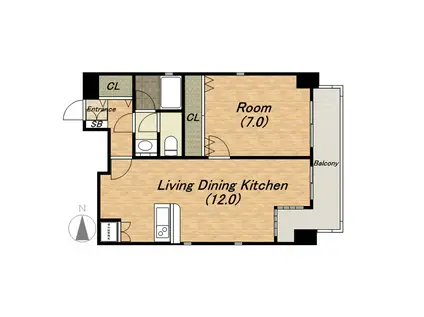 ネオアージュ玉造(1LDK/8階)の間取り写真