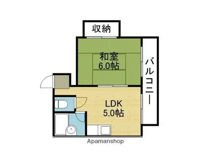 グランドライン・勝山(1LDK/3階)の間取り写真